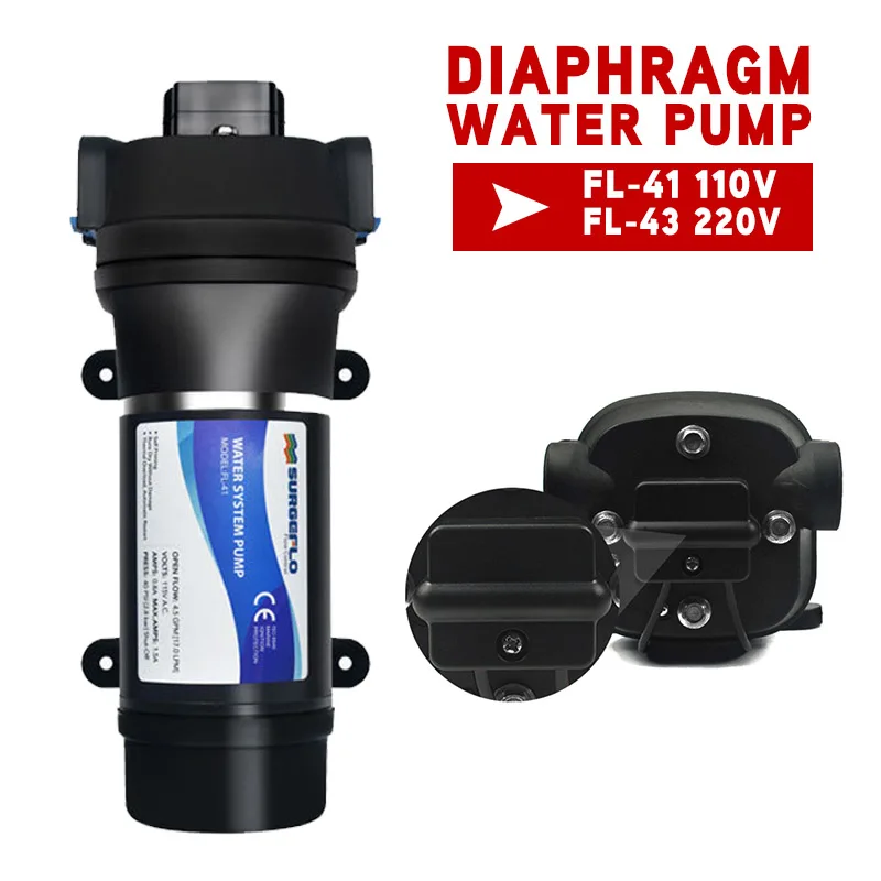 AC 110V 220V Мембранный Водяной Насос самовсасывающий 40 PSI давление 4 5 GPM для RV/лодки