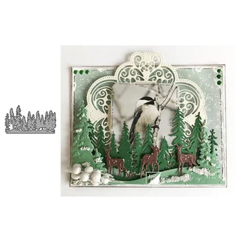 

Christmas Castle Scrapbooking Cutting Dies Metal Rectangle Frames Stencil And Stamps For DIY Embossing Card Making Tree Dies