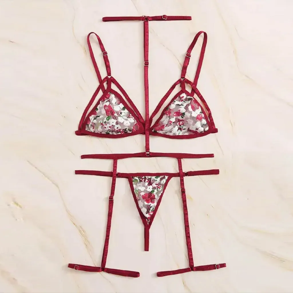 Low Price Loss Sale Fashion Women V-Neck Bra +Thong Flower Embroidered Lingerie Set Underwear S-2XL Dress For Sex Beautiful