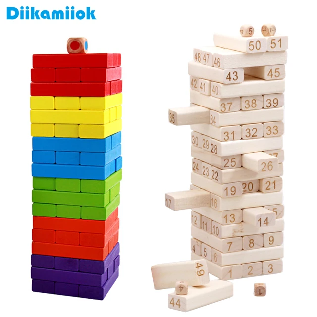 7.5cm Kids Rainbow Domino Wood Building Blocks Puzzle Stack Toy Baby Learning Educational Toys for Children Dominoes Games Set 1