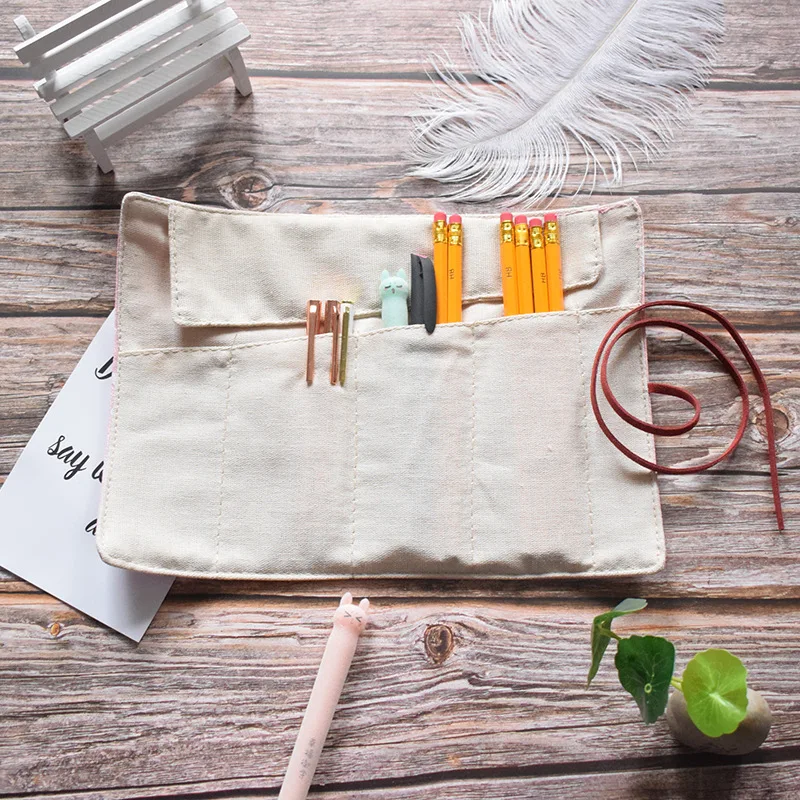 Чехол для карандашей с единорогом девочек и мальчиков Холщовый школьный чехол