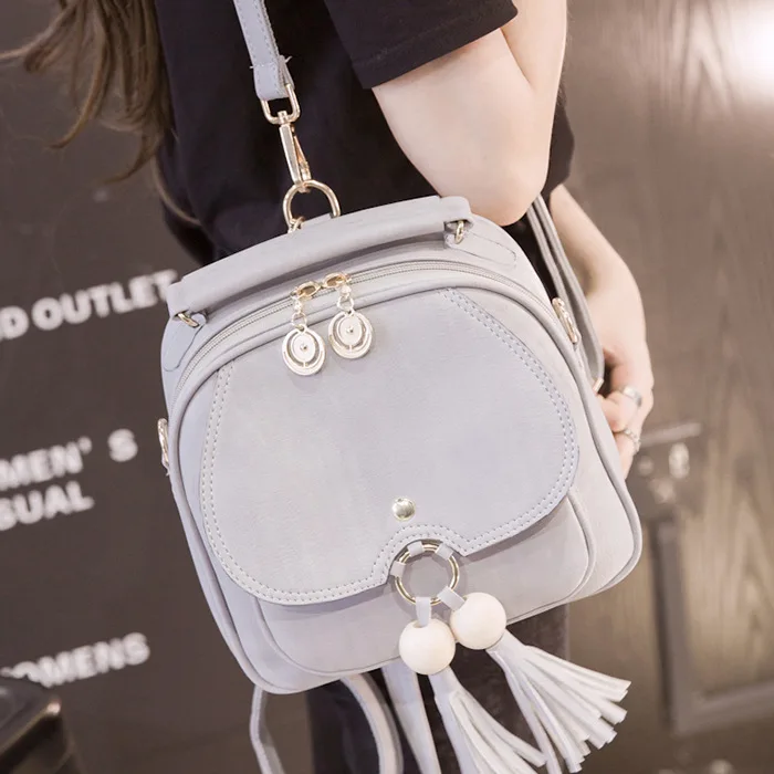 

2020 stylish PU leather Women Mini Backpack tassel fringe Small Bagpack Three-using methods shoulder back packs for girls