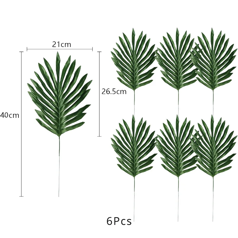 6pcs leaves MEIDDING искусственные Пальмовые Листья тропические листья растений Гавайские Луау украшения, товары для вечеринки Aloha джунгли пляж Декор ко дню рождения - Цвет: 6pcs leaves
