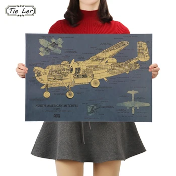 

TIE LER 1PC New Aircraft Poster Design Artwork Kraft Paper Poster Wall Sticker Bar Cafe Decoration Painting 50*35cm