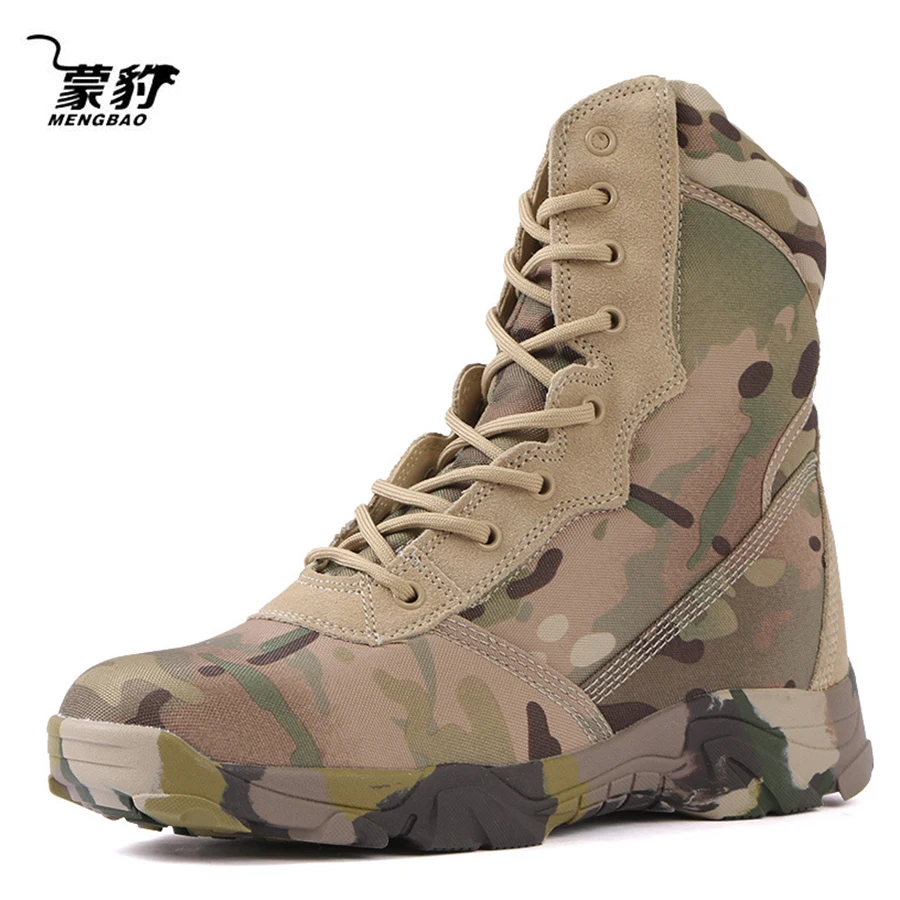 Mens Shoes Motorcycle-Boots Hunting-Boots Work-Safety Army-Style Camouflage-Combat Ankle