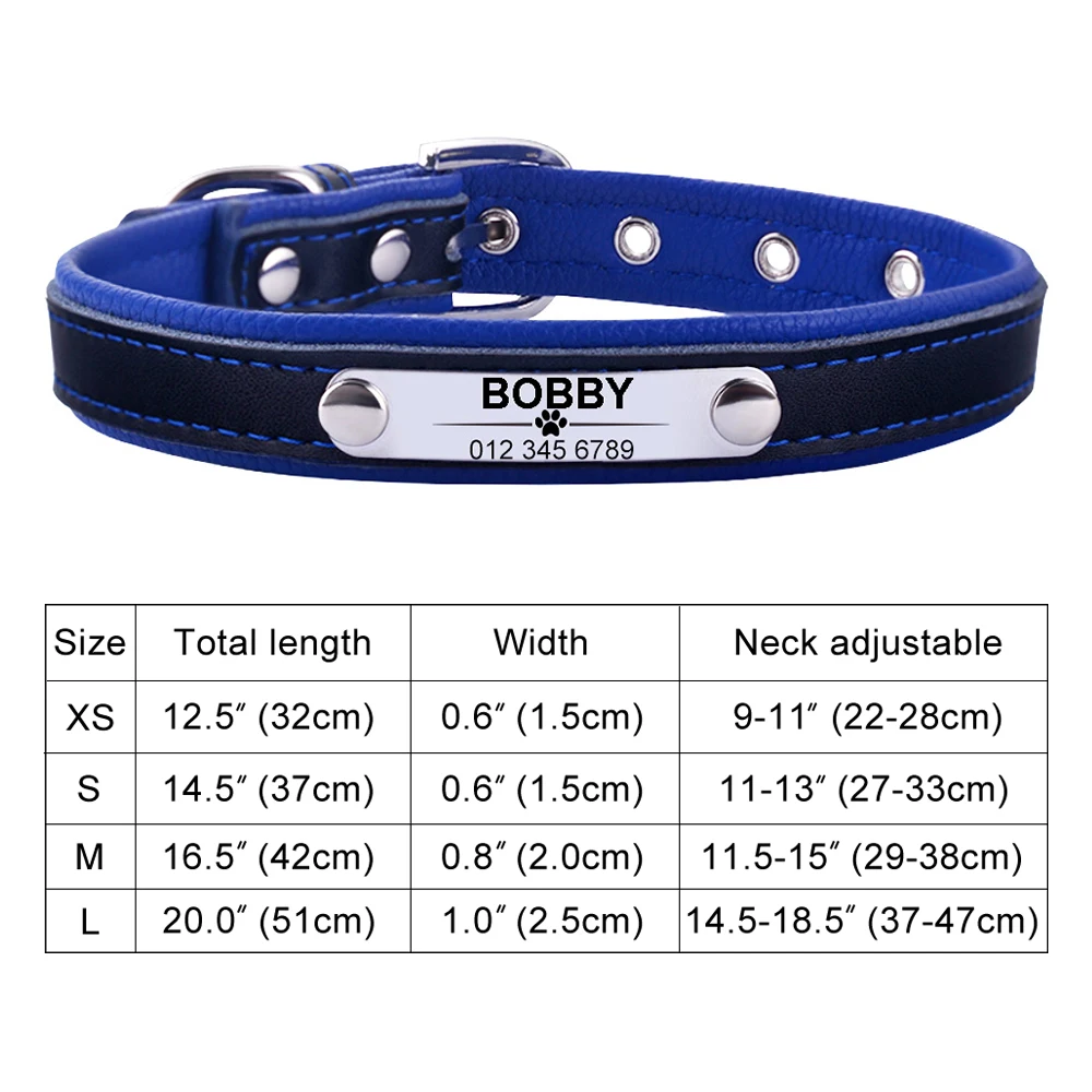 Personalized Dog Collar Leather Reflective Dogs Collar ID Engrave Custom Tag Engraved Puppy Large Dog Collars Pet accessories 