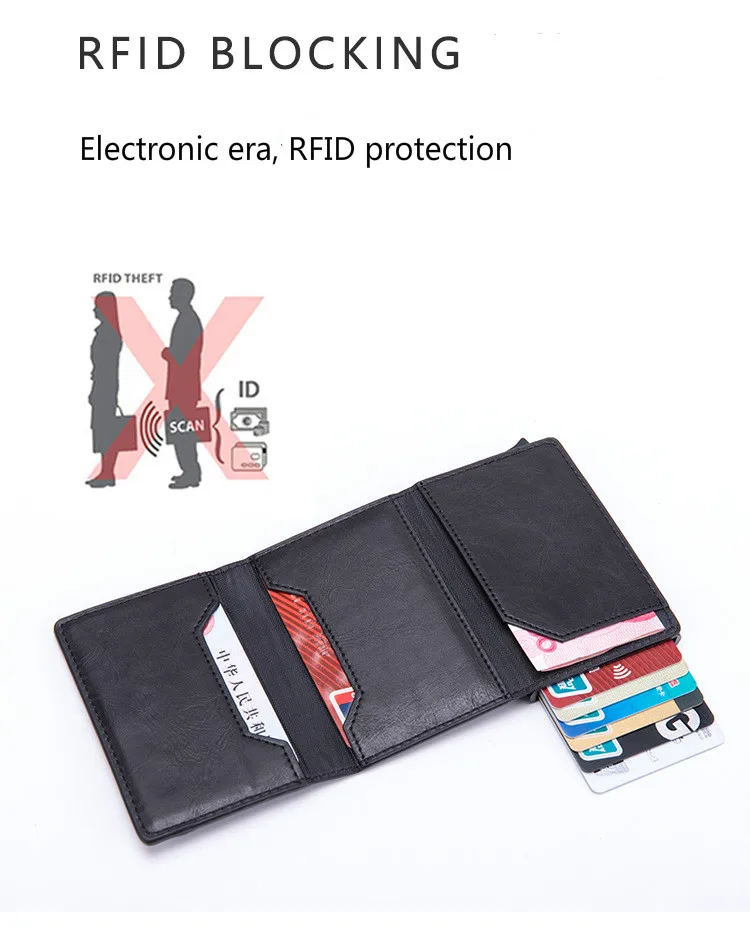 Dwts Rfid Id Card Holder Чехол для мужчин кожаный металлический кошелек мужской кошелек для монет женский мини карбоновый держатель для кредитных карт на молнии