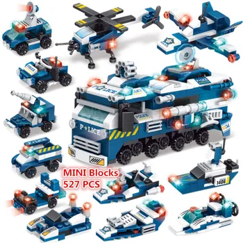 

XIPO 12 IN 1 Mini Military Riot Armored Police Car Block 527pcs Bricks Building Blocks Sets Models Educational Toys For Children