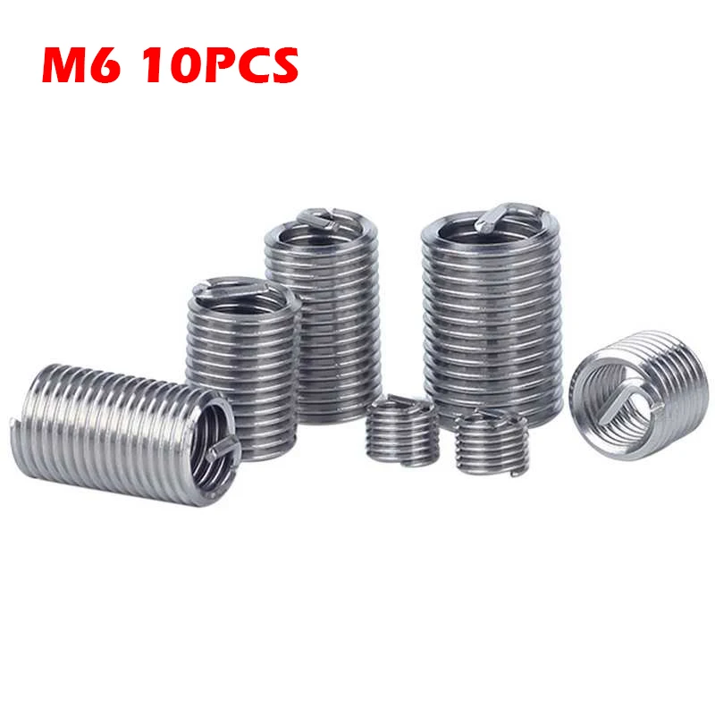 M6x1.0x2D 10PCs Wire Threaded Insert Kit Stainless Steel Thread Repair