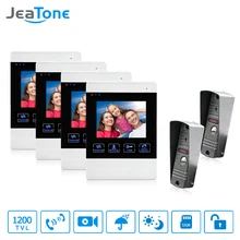 JeaTone видео-телефон двери внутренной связи 1200TVLP дверной звонок, камера ИК светодиодный 4 дюйма ЖК-дисплей крытый монитор изображение сохраненные внутренняя Проводная связь Системы