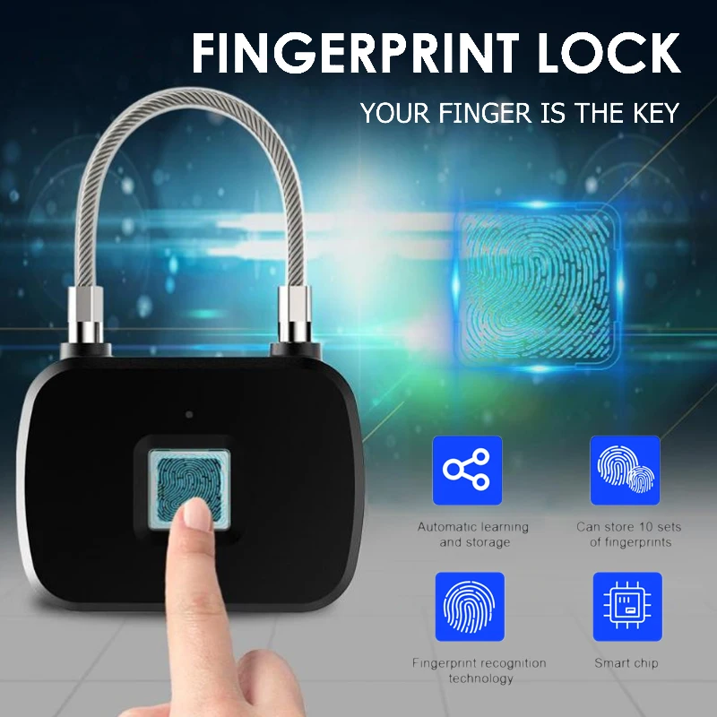 

NEW L13 Universal Smart Padlock Suitcase Fingerprint Security Keyless Finger Print intelligent padlock household Quick Unlock