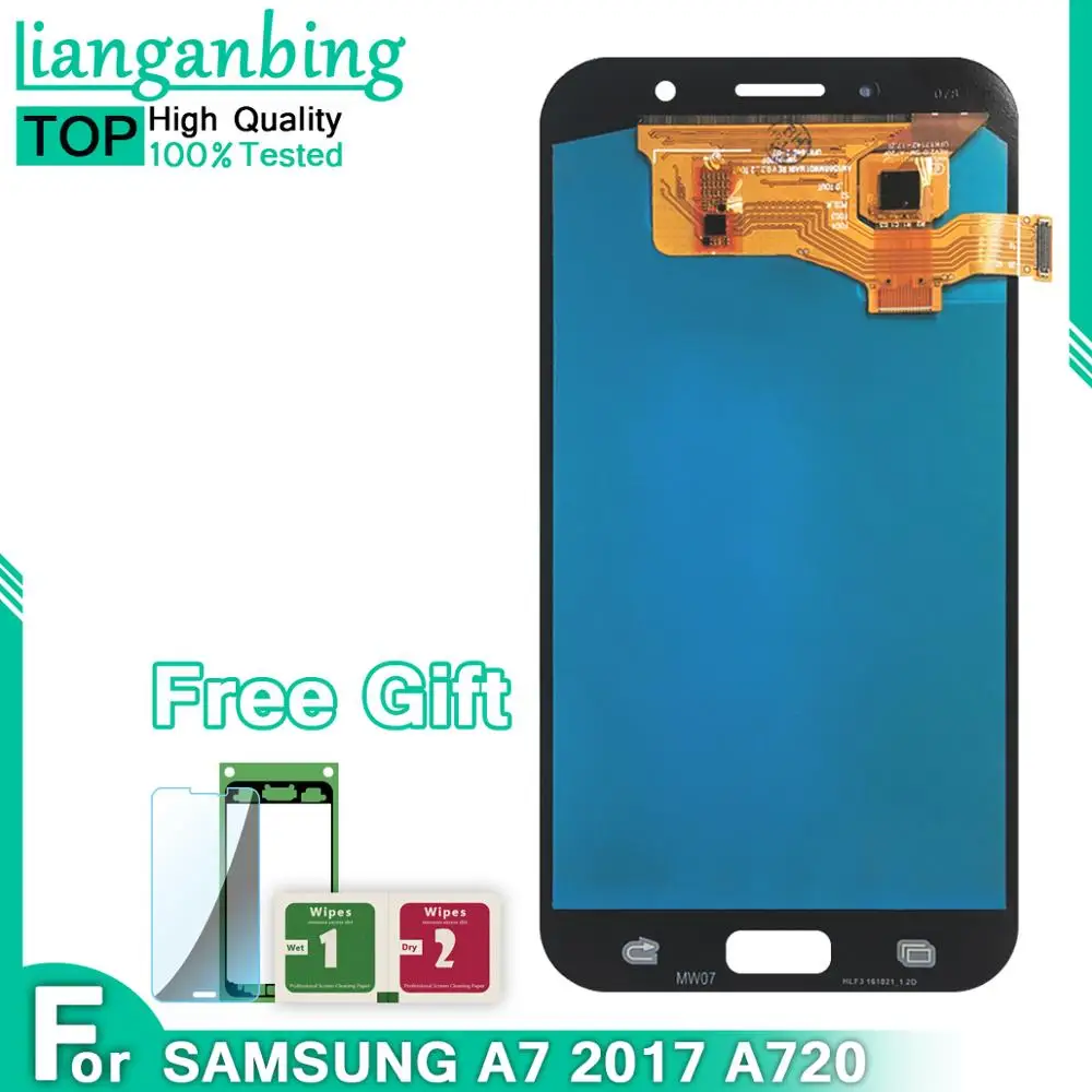 ЖК-дисплей Super AMOLED A7 2017 A720 A720F A720M A720Y 100% протестированный рабочий сенсорный экран в