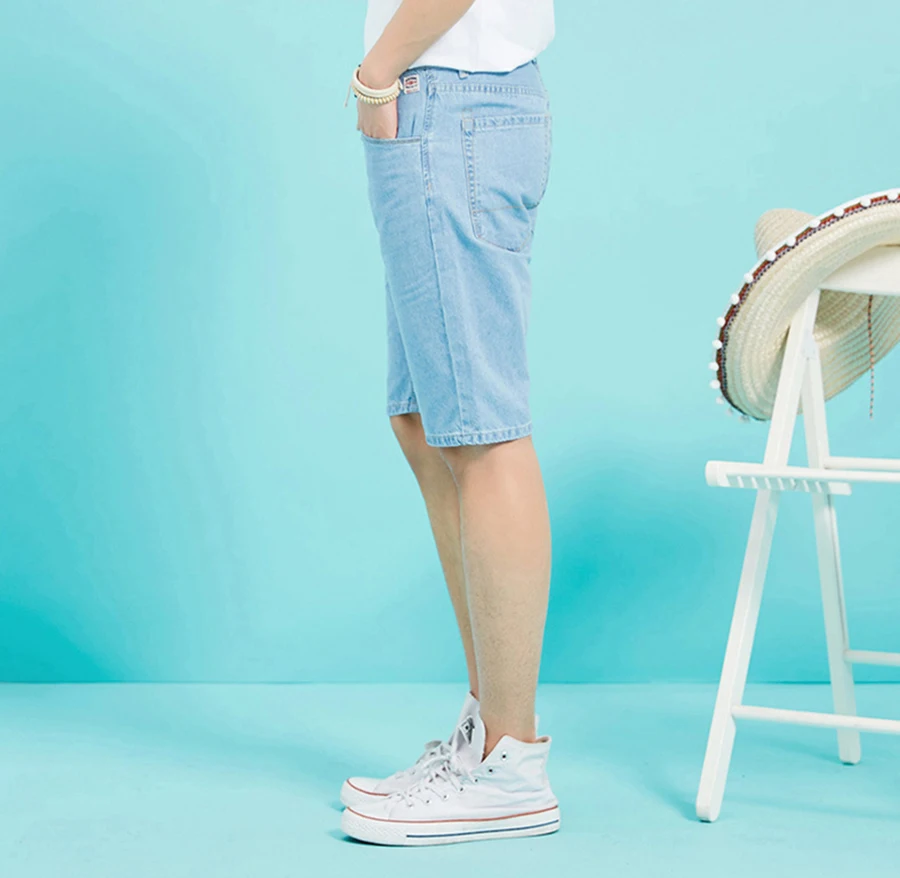 Black Friday Cotton Men Jeans Shorts Summer Thin Denim Short Man Fashion Stretch Slim Knee Length Blue Streetwear Short Jean Male