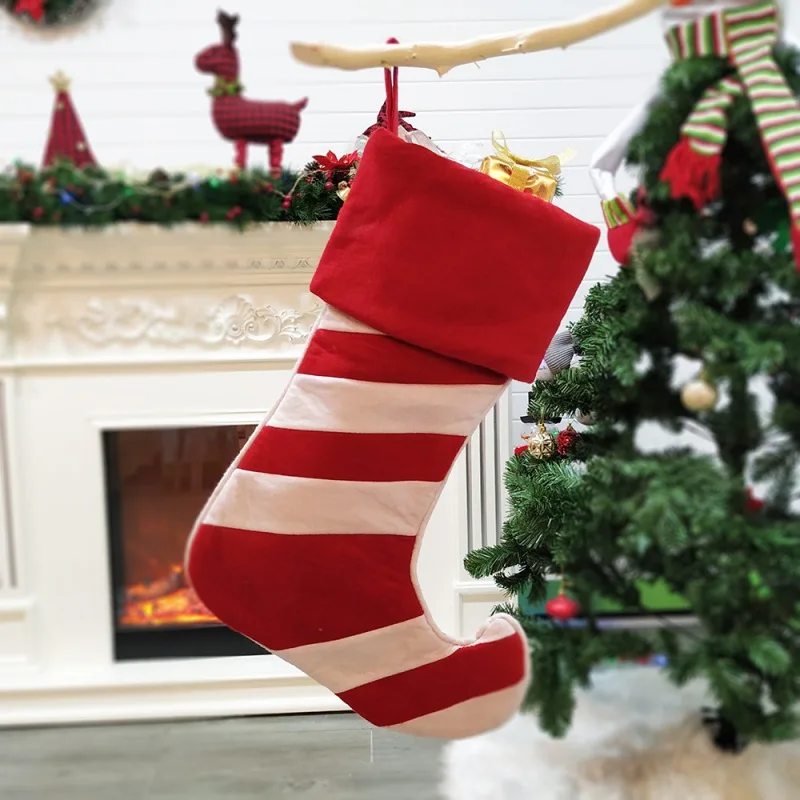 

Knitted Christmas Stockings Children Bedside Gift Container Christmas Tree Fireplace Hanging Ornaments Decorations