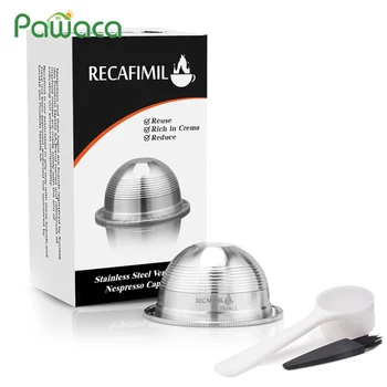 

Coffee Capsule Stainless Steel Refillable Reusable Coffee Pod Holder Filter Set for Espresso Nespresso Vertuo Capsule Pod