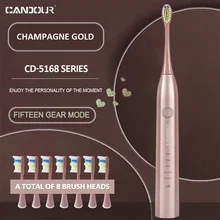 CANDOUR CD-5168 cepillo de dientes Eléctrico y Sónico con 15 modos de cepillado, IPX8 impermeable y cargador USB auriculares de repuesto
