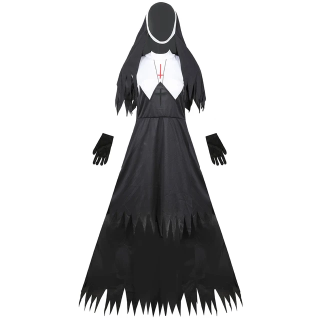 Vestido cosplay freira Halloween feminino fantasia terror disfarce vestido  fantasia festa