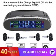 Солнечный беспроводной мини портативный автомобильный датчик давления в шинах с TMPS цифровым ЖК-дисплеем и 4 датчиком