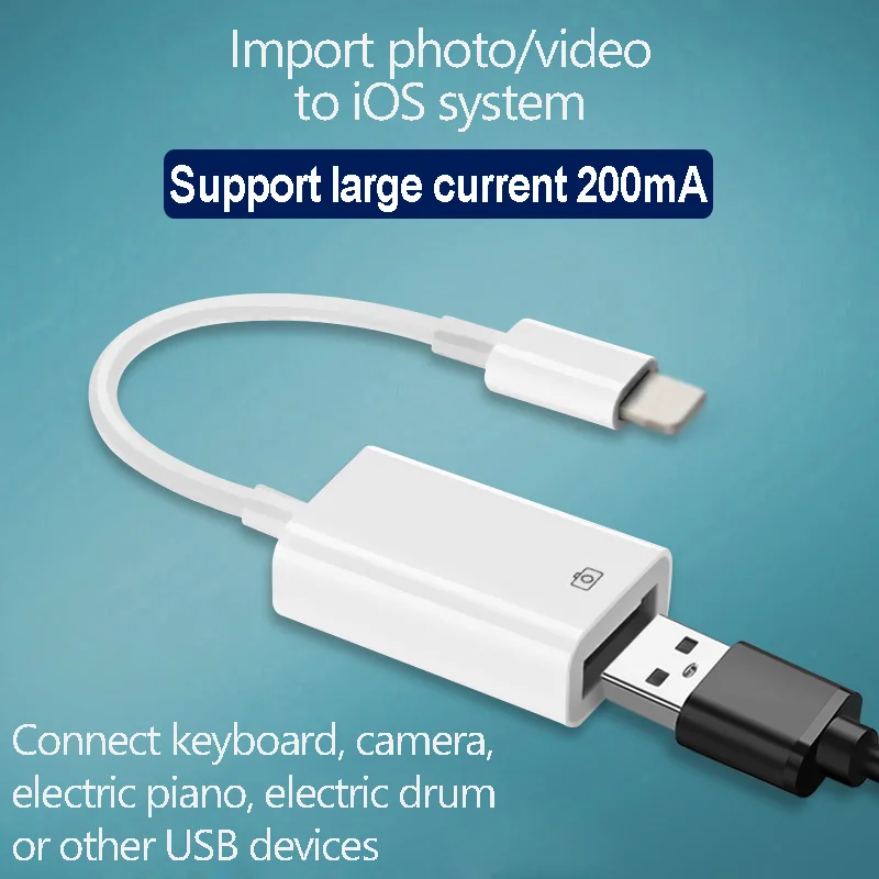 Адаптер OTG USB для камеры lightning кабель конвертер наушников электрическая MIDI