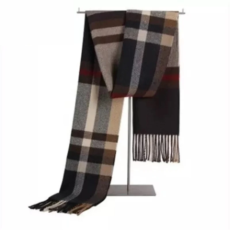 Autumn and winter new men's scarves warm Korean plaid imitation cashmere wild classic men and women scarf Shawl - Цвет: D003-10