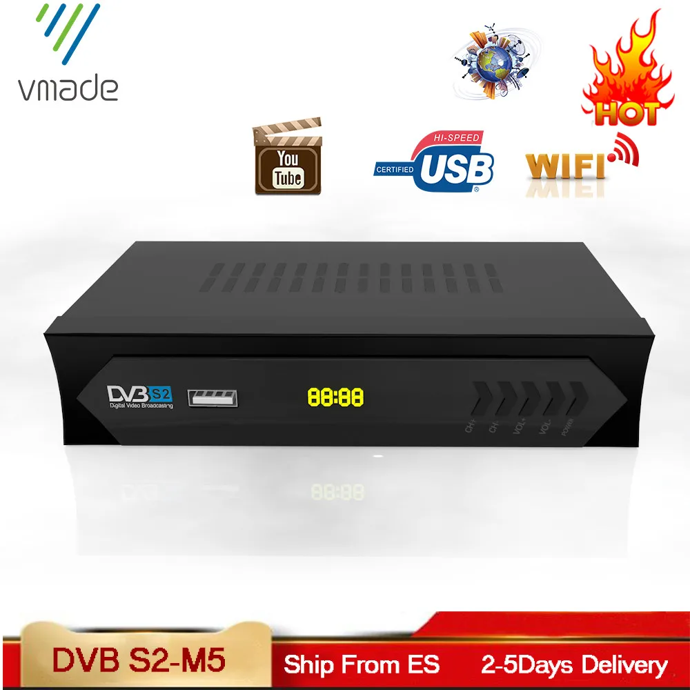 Vmade DVB S2 цифровая ТВ приставка спутниковый приемник тюнер Поддержка Европы Cline WiFi