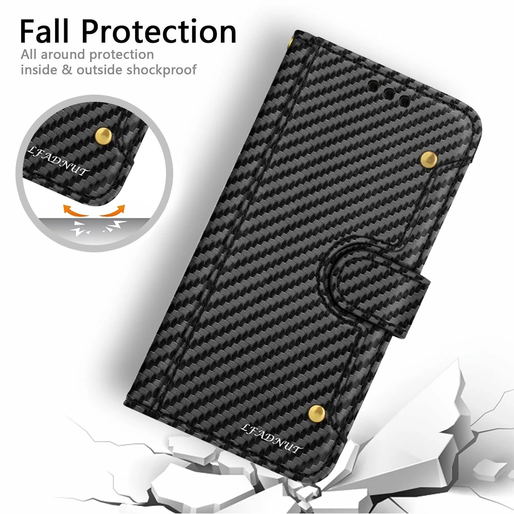 Кожаный чехол-кошелек из углеродного волокна для samsung Galaxy S10 S8 S9 Plus S7 edge, Роскошный кошелек с держателем для карт, защитный чехол с подставкой - Цвет: Carbon fiber