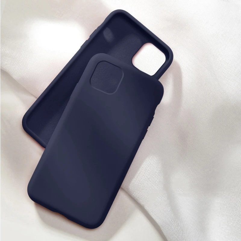 Роскошный официальный силиконовый чехол для iPhone 11 Pro MAX XS XR X чехол с логотипом для Apple iPhone 7 8 6S 6 Plus чехол funda - Цвет: 4.Midnight blue