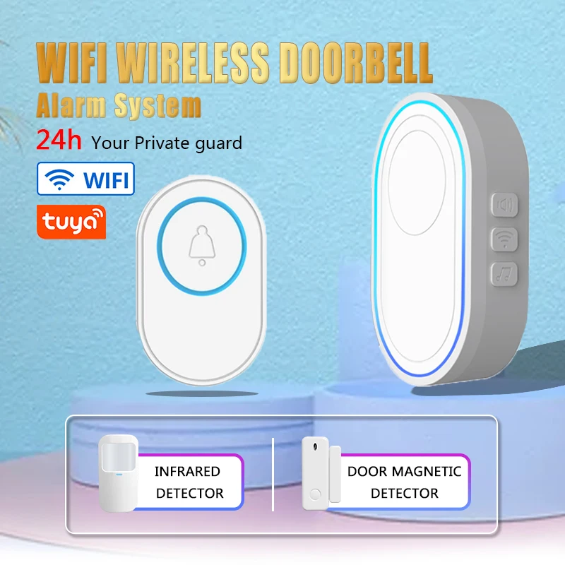 bticino intercom Home Wireless Tuya Smart Doorbell Welcome Chime Door Bell Alarm Connect 433MHz Detector Alert Mode LED Light Kit door intercom with camera