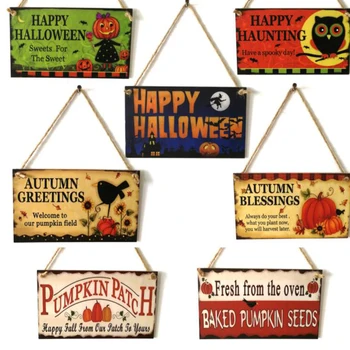 

2020 Happy Halloween Pumpkin Hanging Ornaments for Halloween Party Decoration Witch Skull Wooden Board For Home