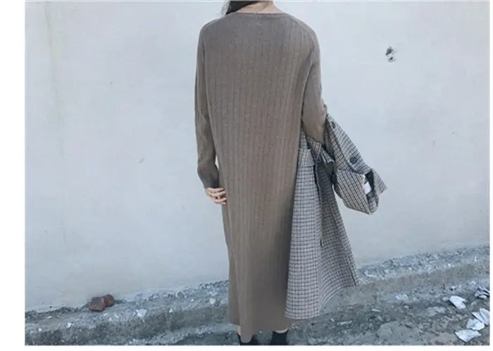 Трикотажное платье-свитер женское осенне-зимнее повседневное свободное платье большого размера Женский пуловер трикотажная одежда f1547