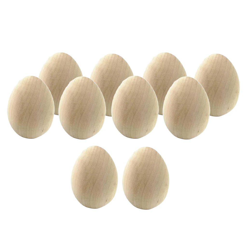 10PCS Wooden Easter Craft Eggs, for Display and Decoration Party and Photo Props, Smooth to Draw ,Ready To Paint And Decor