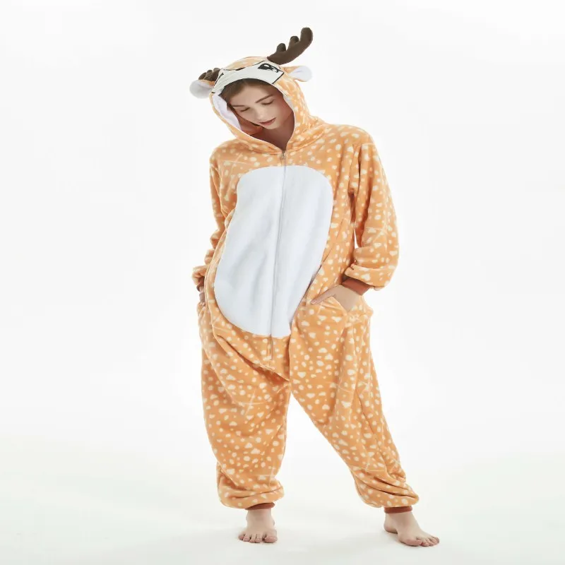 Adult Deer Одежда для родителей, детская осенне-зимняя одежда для сна, фланелевые пижамы для родителей и детей, детские костюмы с героями мультфильмов, теплая домашняя одежда - Цвет: Adult Deer