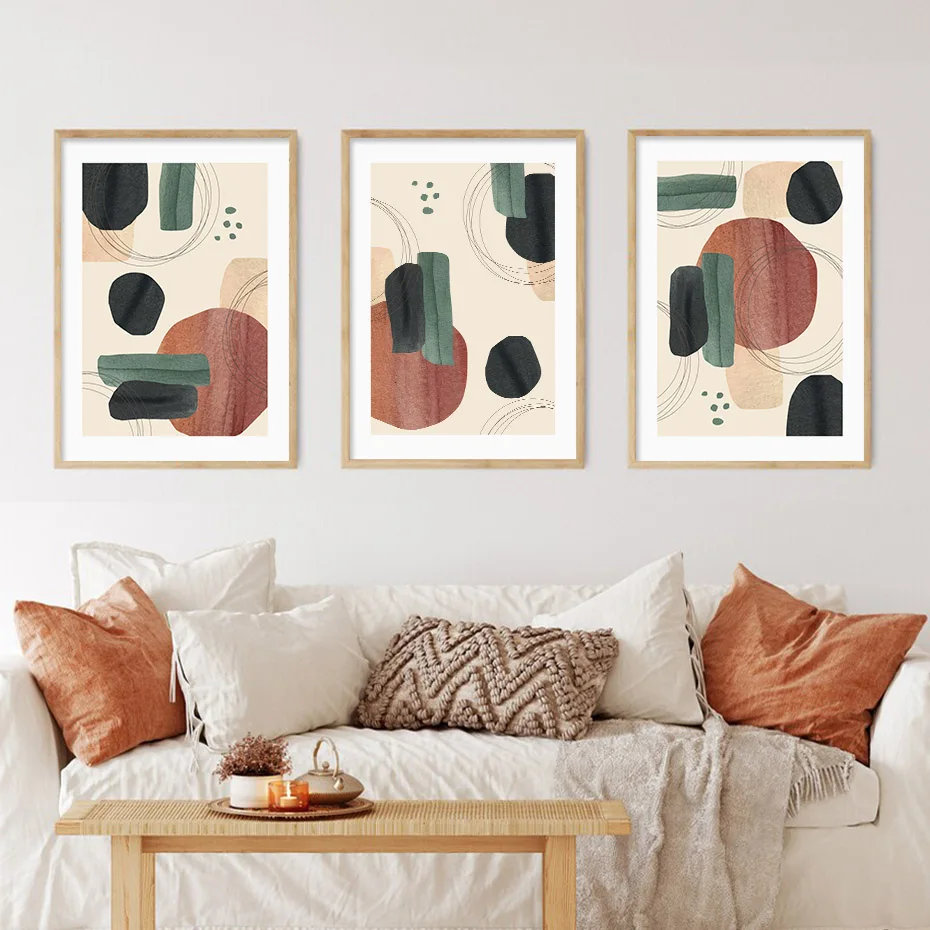 

Abstract Geometric Line Green Beige Posters Canvas Painting Wall Art Print Pictures Bedroom Living Room Interior Home Decoration