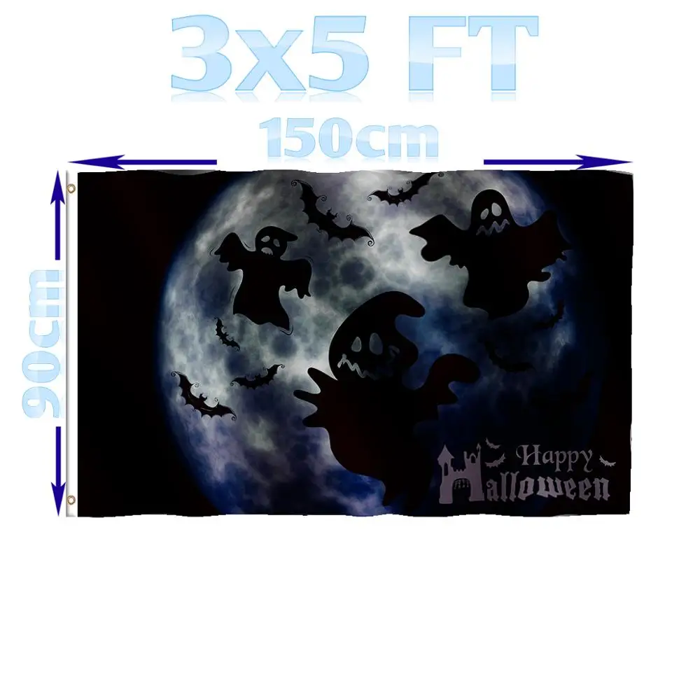 BENFACTORY Store 3x5 футов Счастливый Хэллоуин в призрака ночной флаг однослойный polyester полиэстер с более широкими усиленными латунными Люверсами