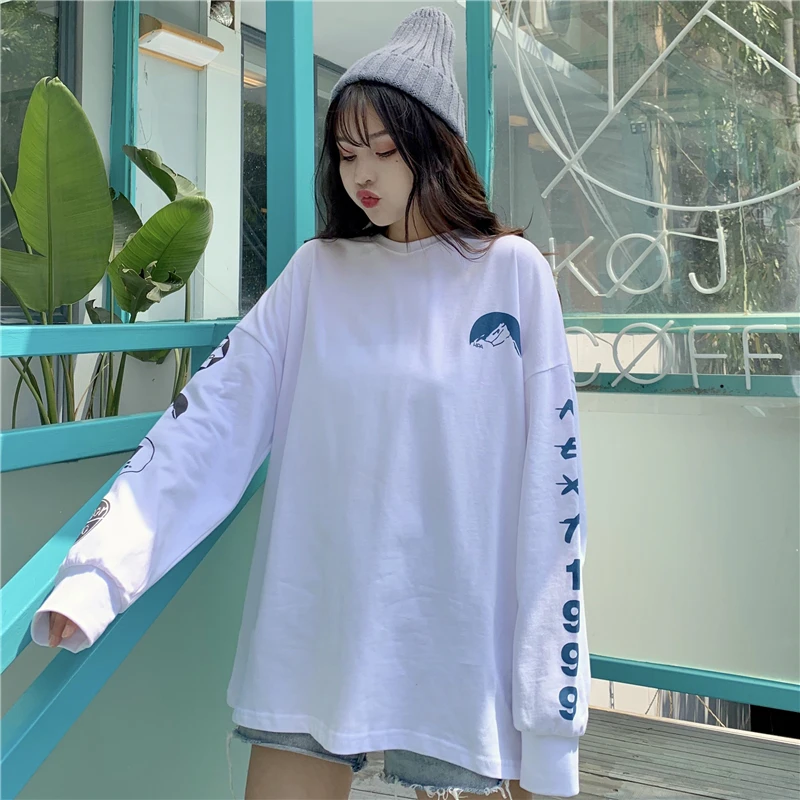 INS Men's tshirt Unisex Harajuku Loose Long Sleeve t shirt LET GO OF Letter Print Funny Print Fashion Casual T-Shirt Streetwear