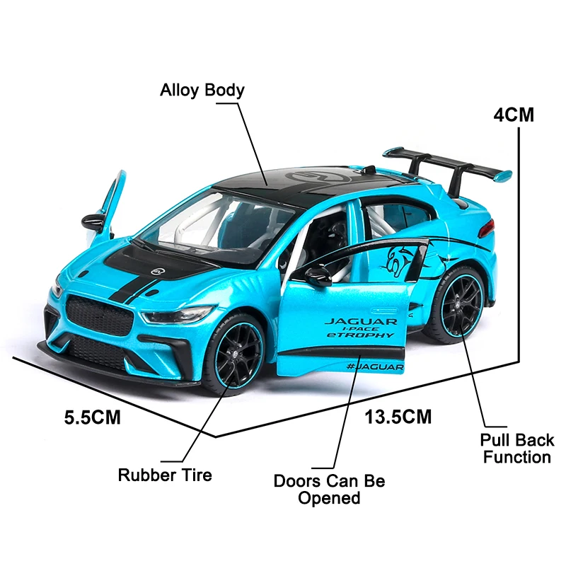 1:32 Масштаб Jaguar I-pace Etrophy автомобильные модельные листы игрушечные транспортные средства гоночный сплав авто с горячей тяги назад колеса автомобиль игрушка для детей