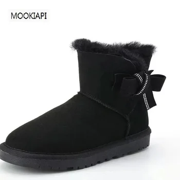 

2019 Chinese brand high quality snow boots, real sheepskin, 100% natural wool, the most fashionable lace up women's shoes, free