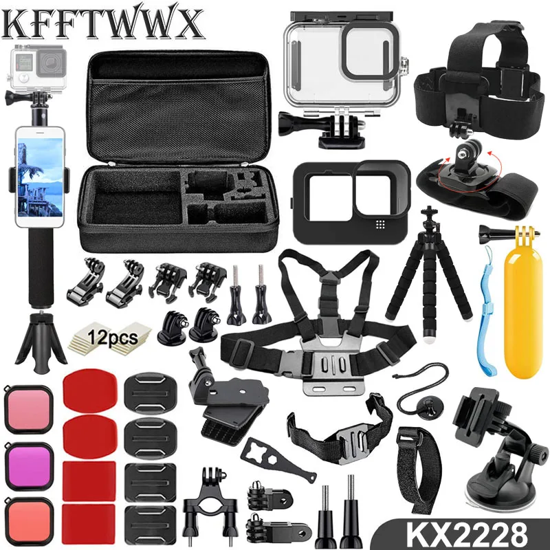 Набор аксессуаров KFFTWWX для Gopro Hero 10 9 черный водонепроницаемый корпус монопод