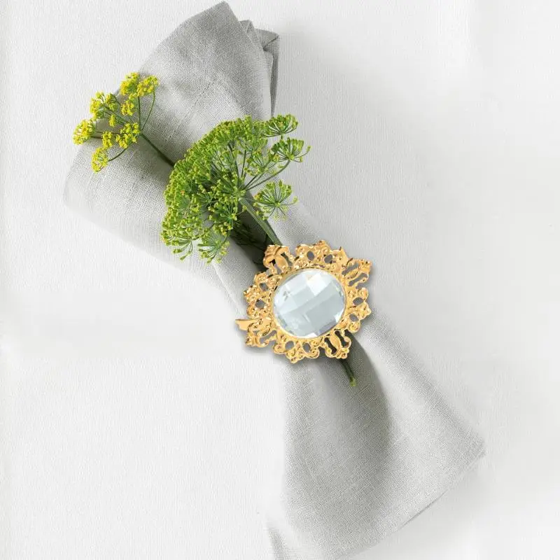 

12pcs Acrylic Diamond Design Napkin Ring Dinner Decoration