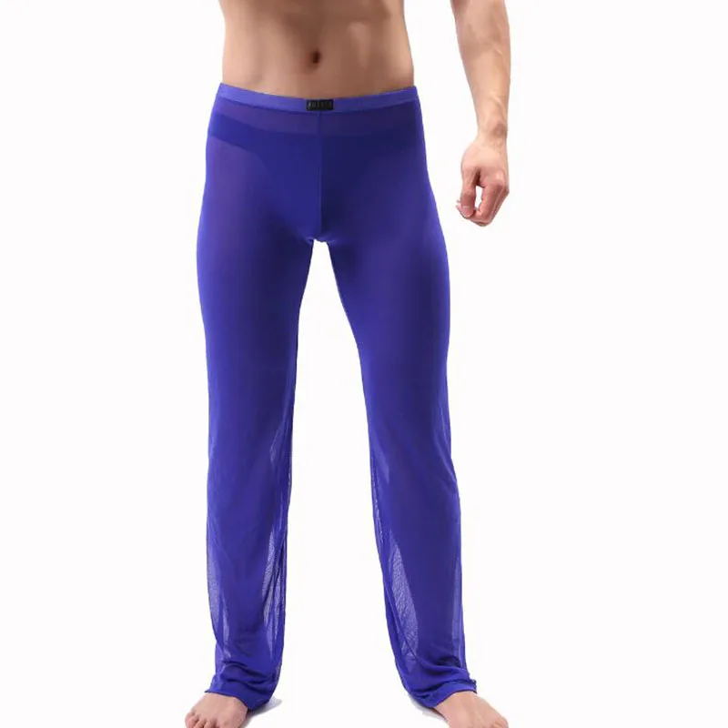KWAN. Z pijama hombre, прозрачные пижамные штаны, одноцветная тонкая Пижама, мужская пижама, пижамные штаны, Мужская одежда для сна, для отдыха - Цвет: Синий