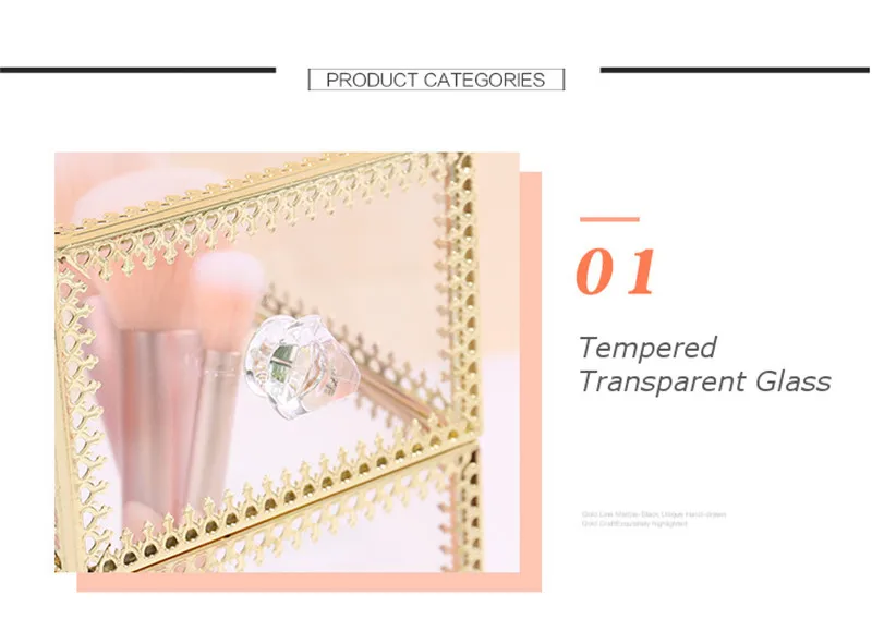Geometric Glass Makeup Brush Box Holder Jewelry Box Pencil Bucket Makeup Organizer Desktop Cosmetic Storage Box Pearls Barrel