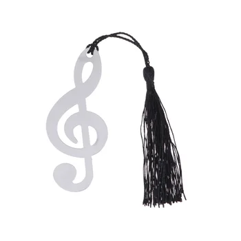 

10pcs Stainless Steel Page Marker Musical Note Bookmark with Black Tassel Graduation Gifts (Silver)