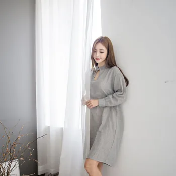

Cotton Women Nightgown Solid Color Linen Autumn Sleepwear Nightdress Double Yarn Loose Fashion Sleepshirts Robe De Nuit Camison