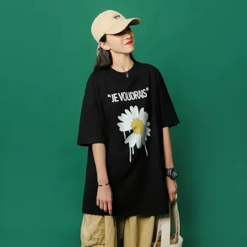 

NiceMix floral t shirt print kpop streetwear tshirt women clothing tiktok clothes tops couple Korean summer new o-neck tshirt