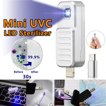 

Mini Portable Deep UV UVC Chip LED Sterilizer Lamp Ultraviolet Disinfection Light Type-C Lightning Micro USB Mobile Phone