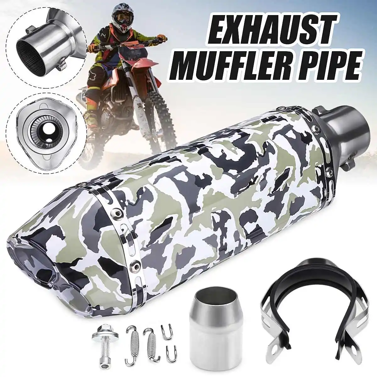 

A Set 38-51mm Universal Stainless Steel Exhaust Muffler Tail Pipe Silencer Dual Outlet For Motorcycle ATV Dirt Bike