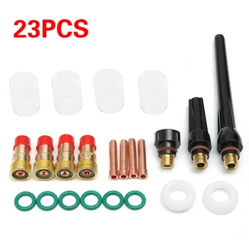 

Hot Sale Brand New 23pcs/set New TIG Welding Torch Gas Lens #10 Pyrex Cup Kit For Tig WP-17/18/26 Torch Welding Accessories