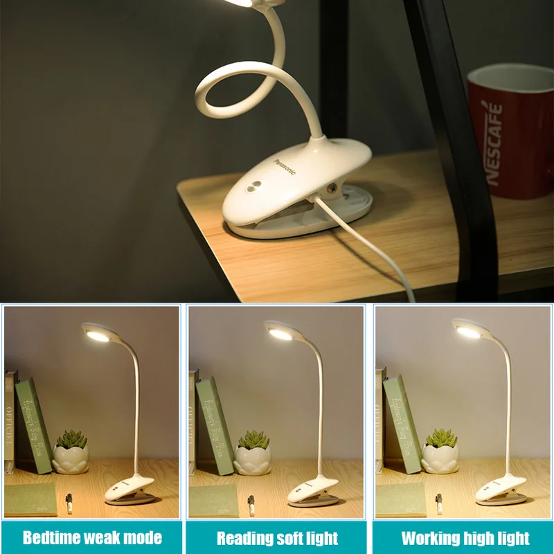  Panasonic Clip Desk Lamp LED Touch Switch 3 Modes Eye Protection Desk Light Dimmer USB Rechargeable - 4000142528284
