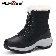 Женские ботинки; Сезон Зима; теплые зимние ботинки; высококачественные кожаные ботинки до середины икры; коллекция года; женская зимняя плюшевая обувь; Botas Mujer