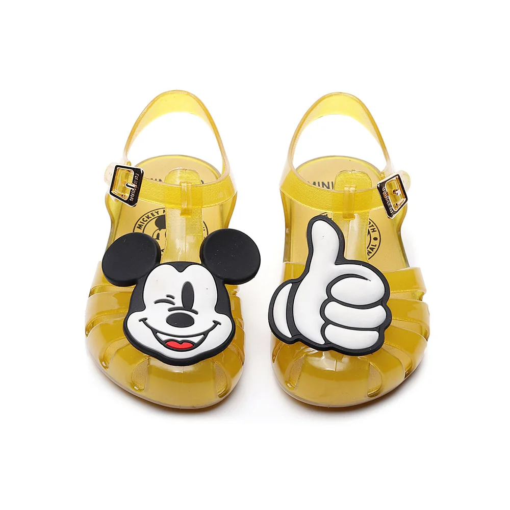 Mini Melissa/Новинка года; прозрачная обувь с изображением Микки Мауса; детские сандалии с изображением головы Микки; обувь для девочек; сандалии с Минни; обувь melissa - Цвет: 5 Yellow